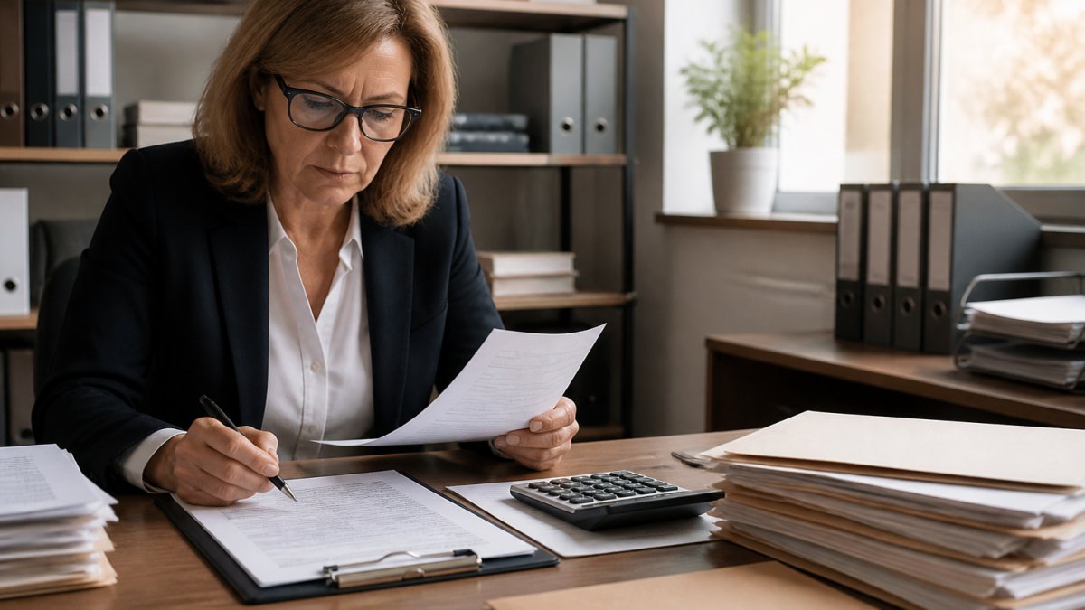 Accountant organizing financial records to show how is tax planning covered by bookkeeping services.